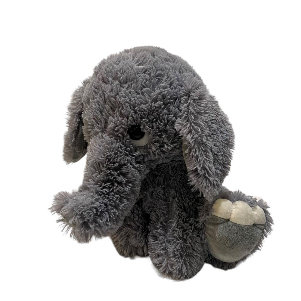 Toy Factory Gray Fuzzy Plush Elephant Sitting 15" Stuffed Animal Toy